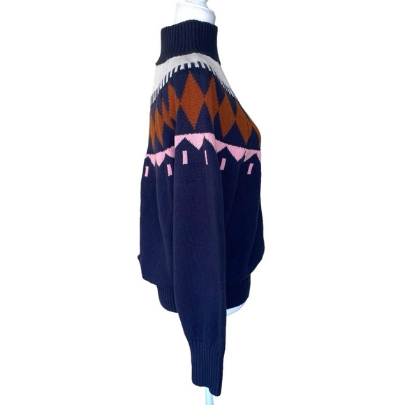 Free Assembly Fair Isle Sweater Womens Large Navy Blue Midweight - Picture 6 of 14